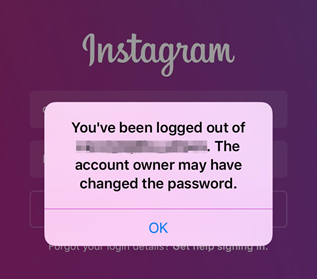 Instagram account password changed by scammers